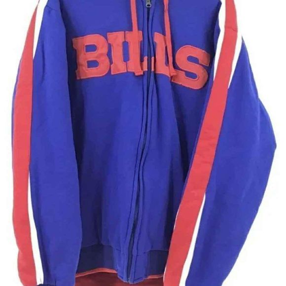 NFL Men's Blue Buffalo Bills Long Sleeve Hooded Football Jacket Coat - Size XL